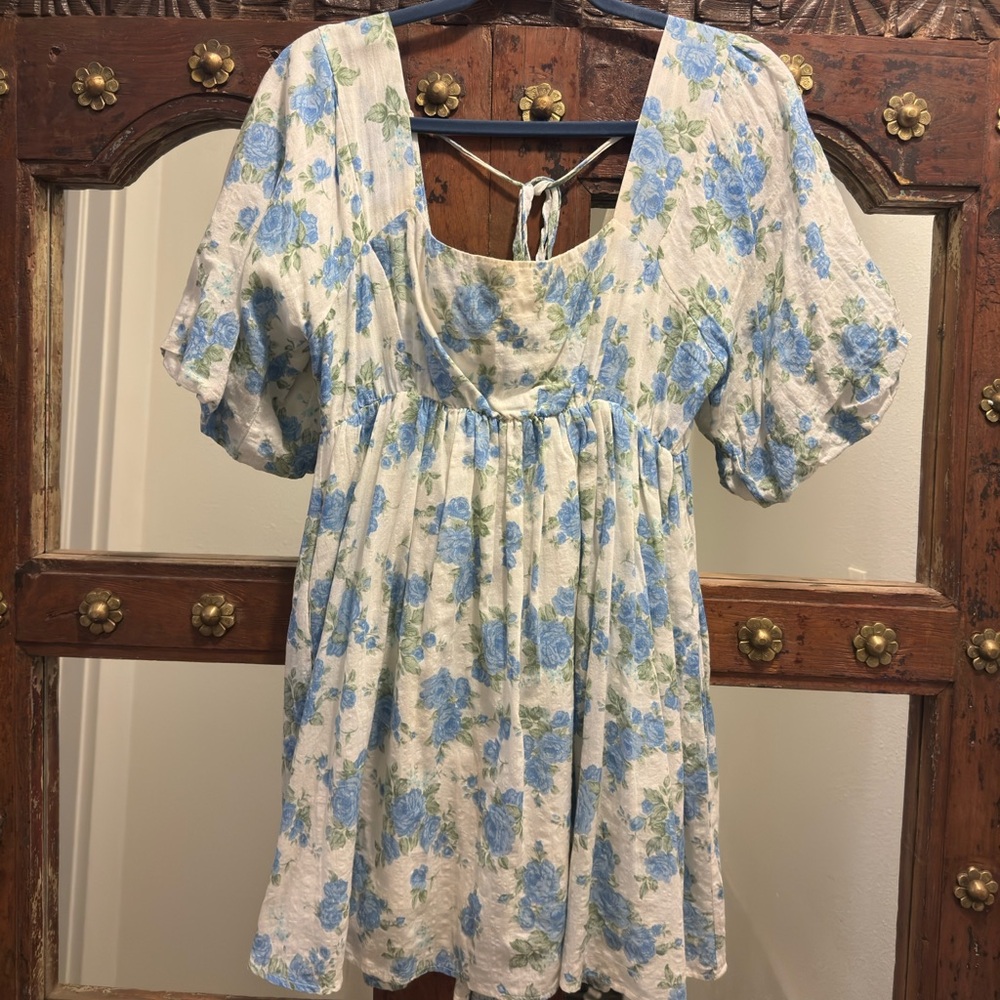 MARBLE Blue and White Smocked Dress